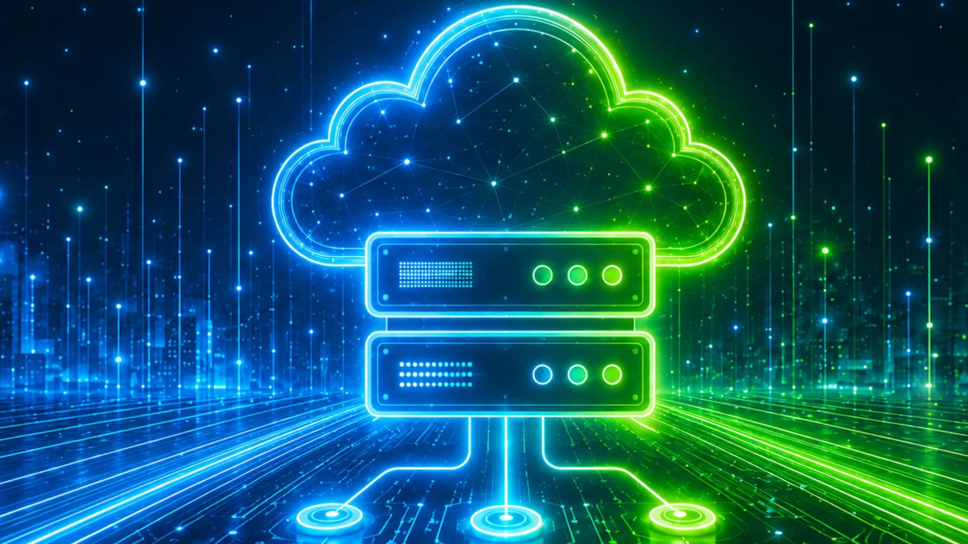hosting solutions integration bild in grün und blau